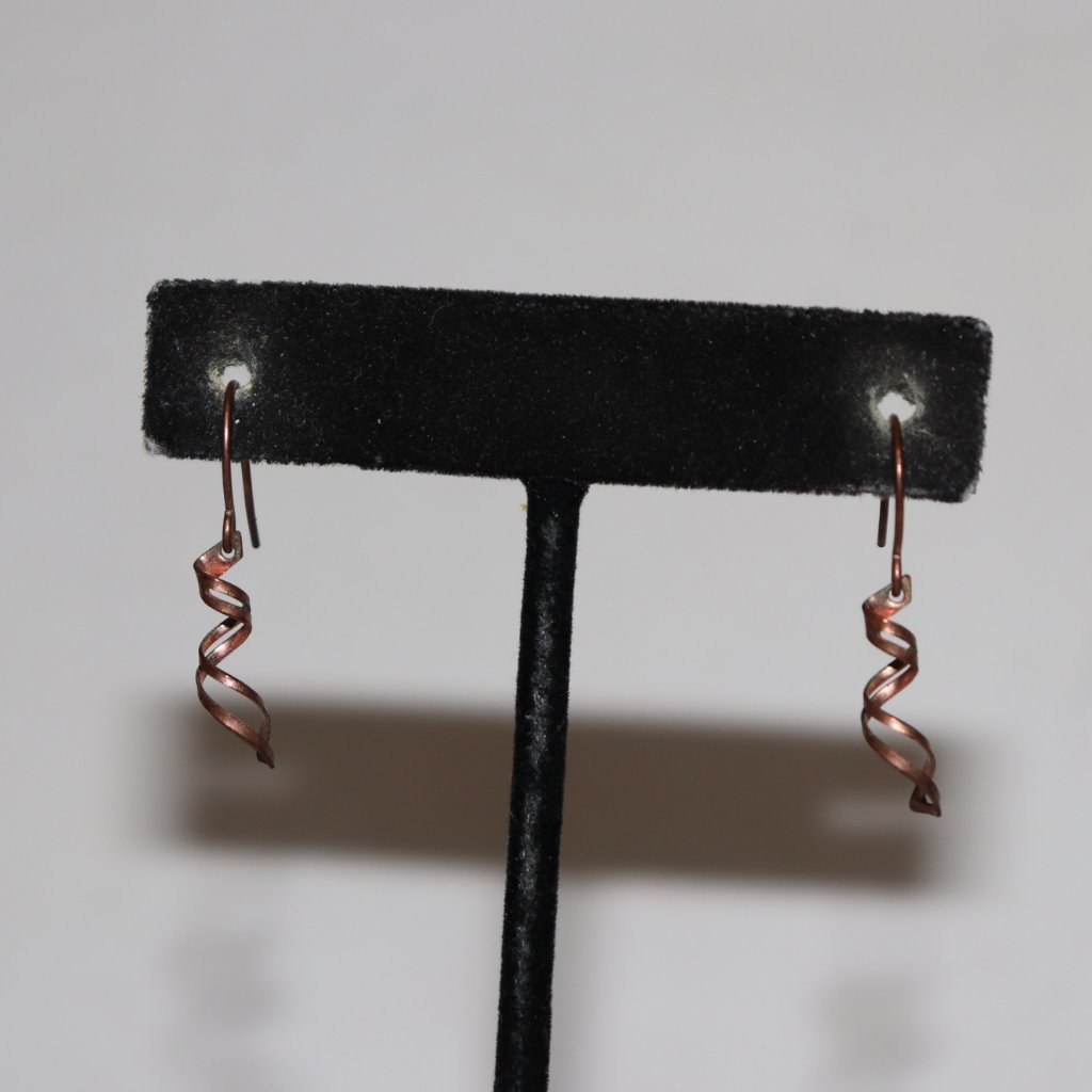 Copper / Rosegold Tone Spiraling Dangle Earrings Hook 1